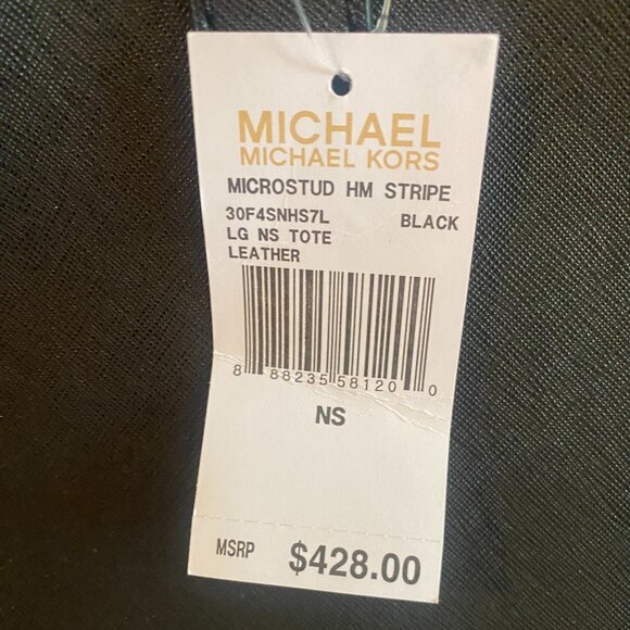 MICHAEL KORS Black Saffiano Large Leather Microstudded Hamilton Tote NEW - Picture 3 of 3